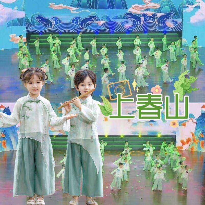 小池上春山青花瓷儿童演出服游子吟读书童小学生男女宝朗诵舞蹈服