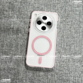 11一加15 适用OPPO Reno15 ACE5 X8s 8PRO防摔12 透明粉边大孔双层金属圈Find 14手机壳x7 13T磁吸6