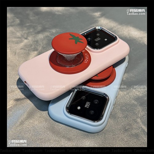 ins创意西红柿磁吸支架适用A56三星S25+/S24Ultra手机壳23/22/s21圆边A51/NOTE20小众FE/A55女A36软A53硅胶