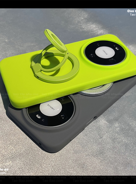 荧光绿三折叠双面磁吸支架适用K90小米17Ultra/15手机壳14PRO红米k80液态硅胶K70至尊版K60软糯Note13/TURBO4