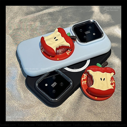 ins褶皱立体苹果磁吸支架适用civi5小米15/14T手机壳K80至尊版K60防摔NOTE13红米K70/12T女11PRO+/TURBO3/K50