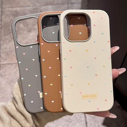 满屏彩色小爱心Find X7适用OPPO Reno12/11/A3x手机壳10磨砂A2大孔镜圈K9/6韩风1简约9/8PRO+软A57女5新款A55