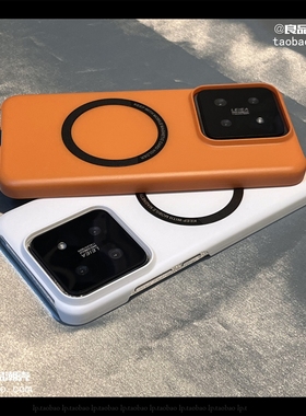 带磁吸金属圈适用K60小米15/14/13手机壳K70e红米K40S磨砂K30至尊版Note12T大孔Civi3/10男11pro橙色K50ultra