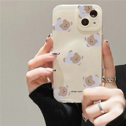 ins可爱奶油熊Find X8S+适用OPPO Reno14/13/9/8pro+/10手机壳A5新款12/7透明6/K10软壳3/A1i卡通k12S可爱2女