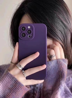 高级感暗夜紫色极简磨砂软壳适用一加ACE5至尊版13T手机壳OnePlus新款1+9R女2液态10PRO硅胶11/7纯色3V简约12