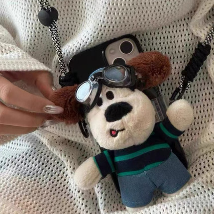 卡通可爱小狗毛绒Find X9/X8S+适用OPPO Reno14/13手机壳A6/X7Ultra手机背夹3/2/1/K11/10pro+斜挎12挂绳女5K