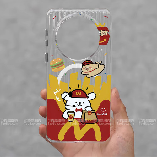 ins潮牌卡通M记薯条小狗S50适用VIVO X300/X200PRO MINI手机壳IQOO15/13光栅x100 ultra卡通12创意X90S瓦楞