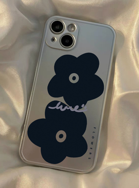 小众黑色花朵p80华为nova13/14手机壳11/5/7硅胶3i防摔p40潮30pro/P60全包软壳MATE70/hi畅享80s银色麦芒20