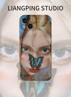 ins油画风蝴蝶女孩适用OPPO K10/A92s手机壳A11x透明FINDX3硅胶R11PLUS/Reno8pro+/4SE创意72高级感56/2Z软壳