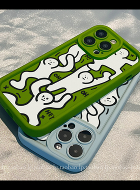 ins搞怪趣味卡通人K11适用OPPO Reno8手机壳9/10pro+绿色5K/7/6/4SE/A97软A58X防摔A93S/a56情侣A92S硅胶A11X