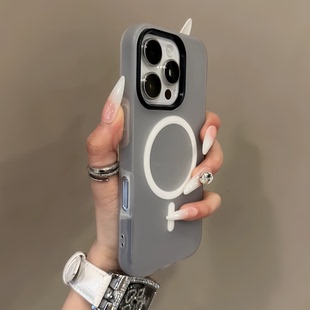 朦胧磨砂黑色磁吸充电果冻适用OPPO Find X9PRO手机壳Reno15/X8s+/X7 Ultra双层防摔X6二合一PRO简约撞色雾面