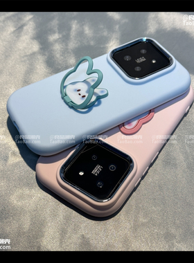 简约粉色兔子指环支架适用IQOO15/NEO9手机壳IQOO Z9TURBO防摔12/11s可爱neo7/3硅胶U5软1/Z6新款Z8X/10女PRO
