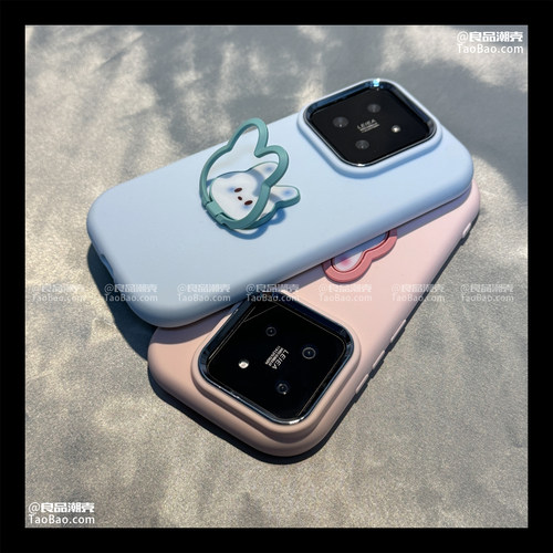 简约粉色兔子指环支架适用三星S25/S24手机壳23马卡龙s21+防摔A51/s22Ultra软壳S20FE可爱A52/A53/A54硅胶A55