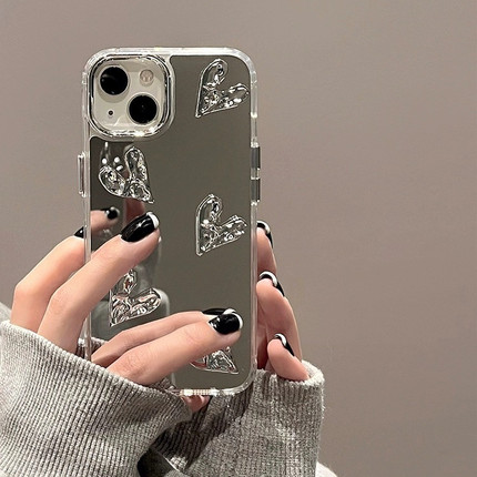 立体电镀爱心Find X9/X8S+适用OPPO Reno14/13/11手机壳x7Ultra/10个性6/3/K12一加15/ACE2镜面女A2/3/9pro+