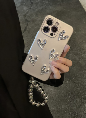 冷淡风爱心金属手环适用mate70华为Pura 80Ultra手机壳NOVA14/13/11/10银色8/7SE/12/P30高级感40PRO+畅享80s