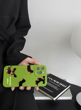 可爱小狗芥末绿色适用OPPO K10/Reno12手机壳A11x新款FIND X8男女13/8pro+/4SE/A72卡通56/93小众A35硅胶A96