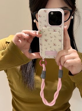 文艺韩风清新小碎花FIND X8适用OPPO A3手机壳Reno14/13/9/8PRO+卡包12一体A1带挂绳10新款7/5女A2网红A72软