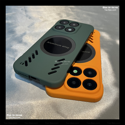 散热镂空无边框金属片磁吸硬壳适用Mate70华为Pura 80PRO+手机壳NOVA14超薄13半包11车载12/P40麦芒30畅享60