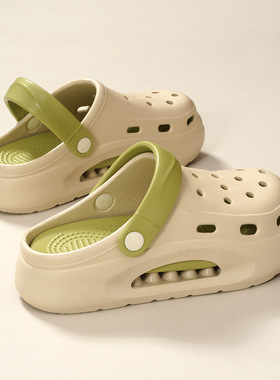 情侣洞洞鞋女款夏季外穿踩屎感增高厚底5CM防滑时尚可爱沙滩凉鞋