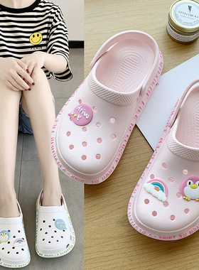 洞洞鞋女夏ins潮厚底包头外穿防滑护士时尚包头办公室凉拖鞋沙滩