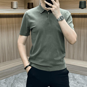 纯色百搭时尚 透气T恤商务polo衫 针织男士 翻领休闲薄款 短袖 新款