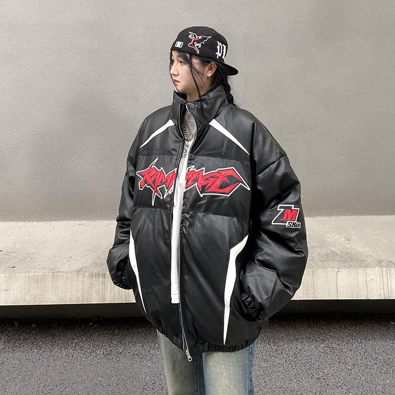 cemoliqiu美式羽绒服棉服男女ins潮秋冬加厚oversize宽松皮衣外套