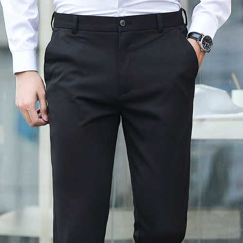 Демисезонные штаны, эластичный тонкий мужской костюм, облегающий крой, свободный прямой крой