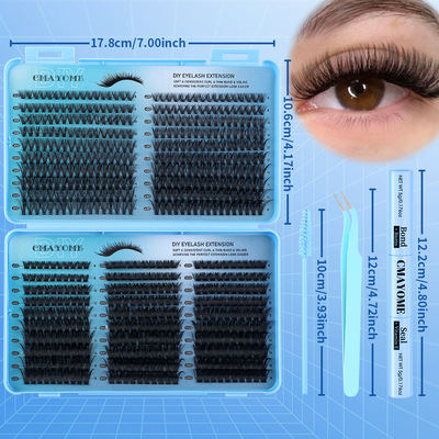 640 Cluster Single Cluster Adhesive False Eyelash Set30D100D