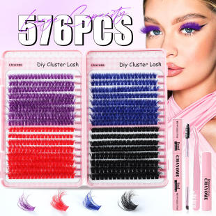 colored false tool clusters set睫毛 with 640 eyelashes