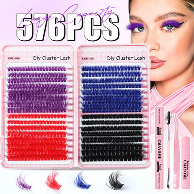 640 clusters of colored false eyelashes DD with tool set睫毛