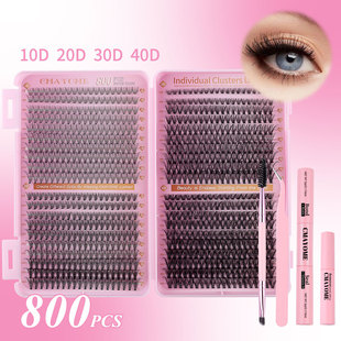 set eyelashes thick false 18mm glue curve 800clusters