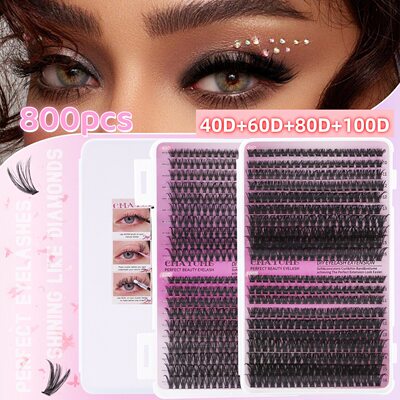 800 clusters of D-curved false eyelashes 10-18mm眼睫毛假睫毛