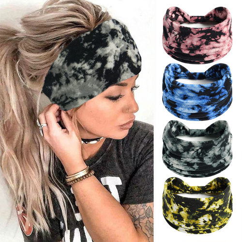 Tie dye sports headband 14cm wide women's headband发带发饰女