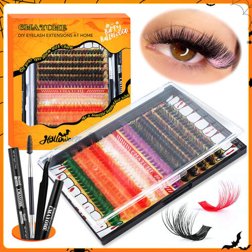 Color single cluster D-curve false eyelash set彩色D曲假睫毛
