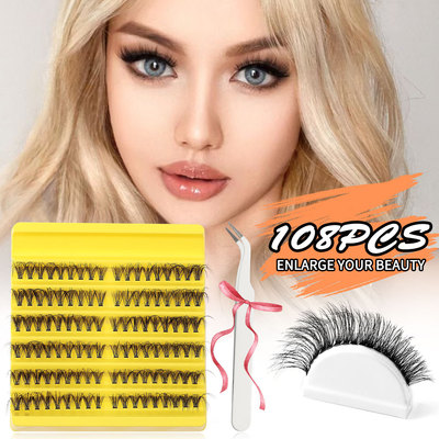 D-curve single cluster false eyelash adhesive extension set