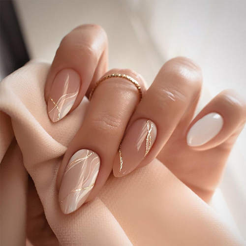 Fake Fingernails Full Cover Press On Nails 24Pcs Short Squar