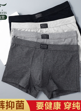 七匹狼男士内裤纯棉抗菌弹力男式大码短裤四角裤头男生平角裤男款