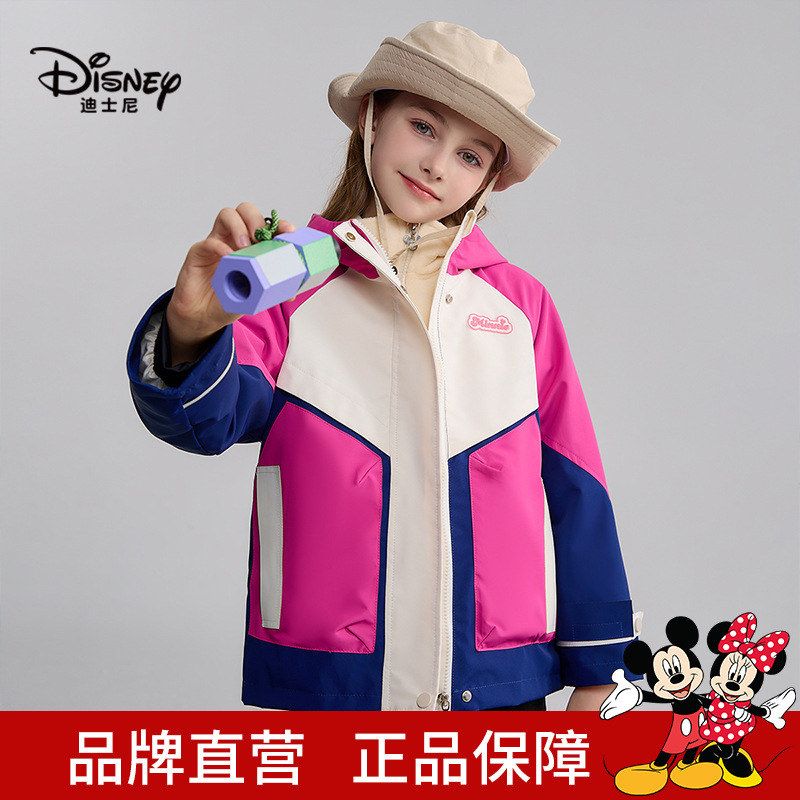 Disney/迪士尼新款卡通女童外套秋季防风工装外套儿童休闲上衣