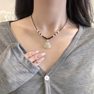 天然真和田玉【小佛公】项链昆仑玉石大肚佛锁骨链弥勒佛吊坠礼物