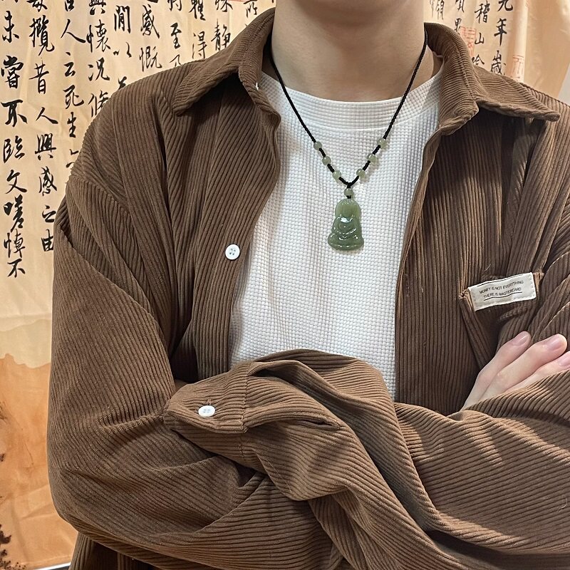 天然真和田玉观音【佑福】项链菩萨吊坠男友爸爸T恤链子玉佩礼物