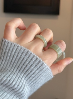 天然和田玉指环戒指中式简约