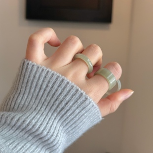 天然和田玉 戒指正品 保真玉石中式 指环细素圈尾戒扳指礼物 青城