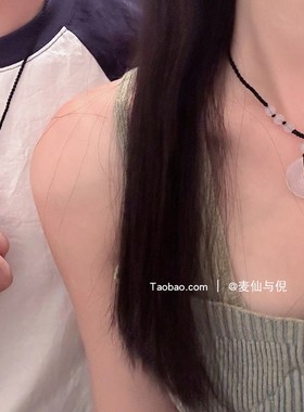 白玉髓黑绳情侣闺蜜平安扣项链