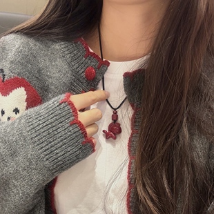 朱砂【马儿红】生肖马吊坠毛衣链重本命年项链闺蜜男女新年礼物