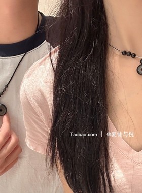 银曜石黑绳情侣平安扣项链礼物