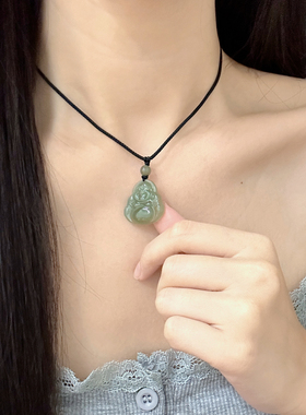 天然和田玉大肚佛项链礼物