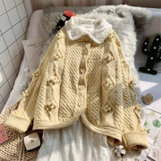 Áo len nữ Nhật Bản dễ thương áo len nữ mặc rộng rãi 2019 mùa thu mới Hàn Quốc áo len ngắn mùa xuân và mùa thu - Đan Cardigan
