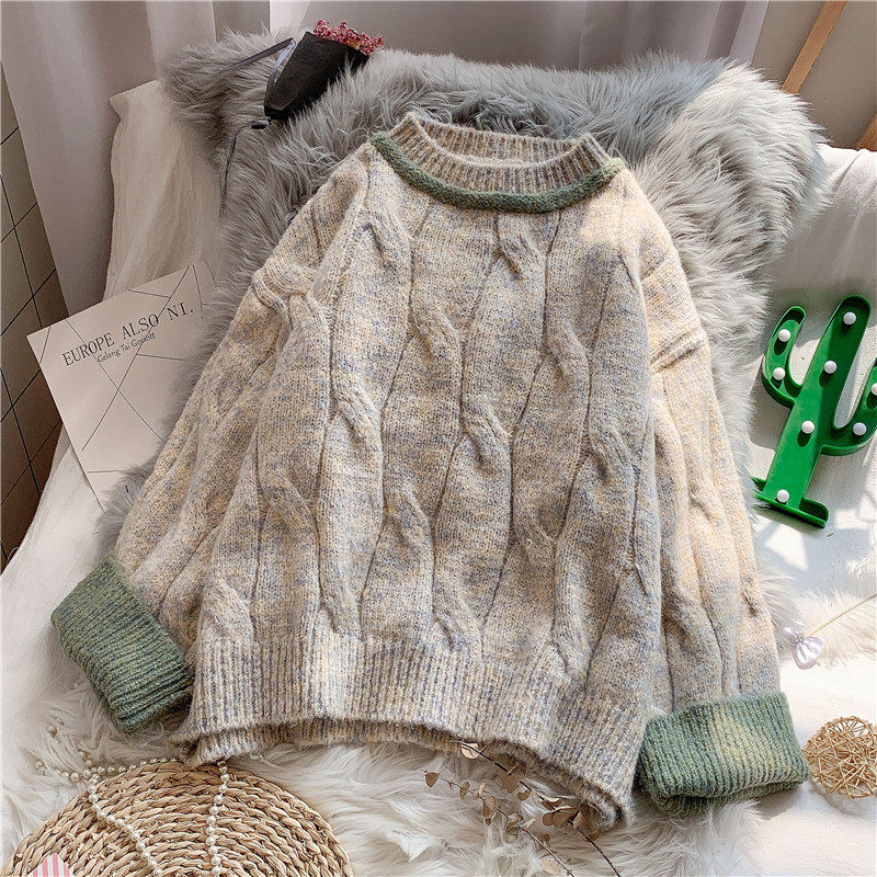 日系毛衣女秋冬宽松短款慵懒风2020年新款秋装外穿套头针织衫上衣