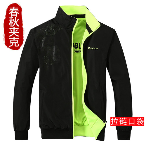 春秋外套立领拉链口袋双面穿夹克