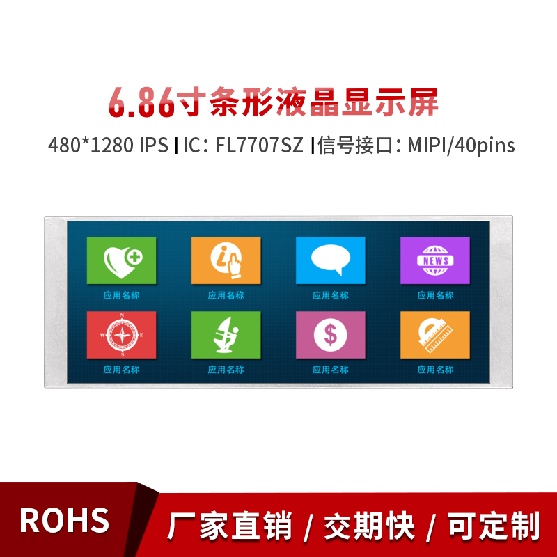 6.86寸长条形IPS行车记录仪屏